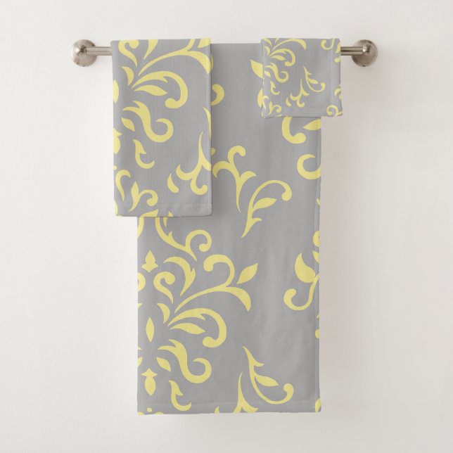 French Floral Motif Bath Towel Set (Insitu)