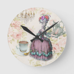 French floral Paris Tea Party Marie Antoinette Round Clock