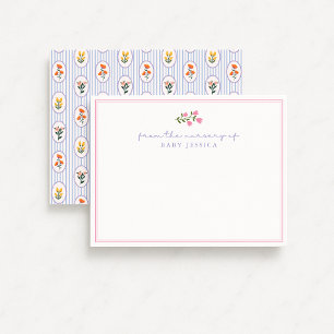 French, floral, pink / blue, from the nursery of, invitation