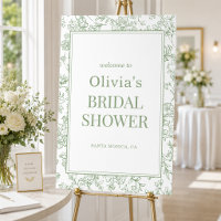 French Floral Sage Green Bridal Shower Welcome