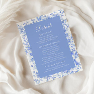 French Floral Something Blue Wedding Information Invitation