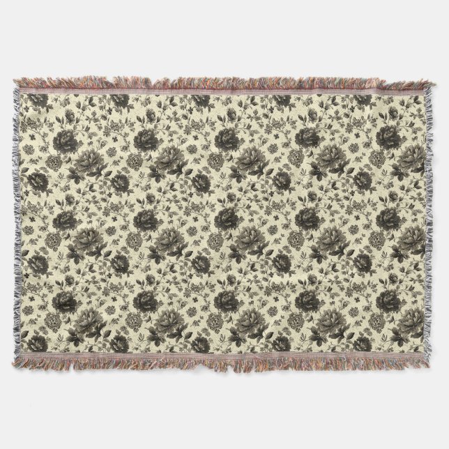 French Floral Style Throw Blanket (Front)