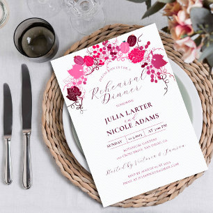 French Floral Sweet Berry Grapes Rehearsal Dinner Invitation