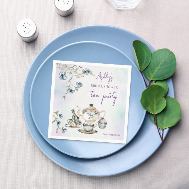 French Floral tea party bridal shower printed Napkin (French Floral  bridal shower tea party personalized printed Napkins template table decor)