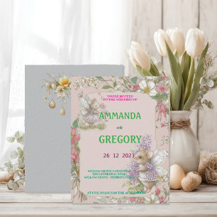 French Floral Toile Blue Invitation