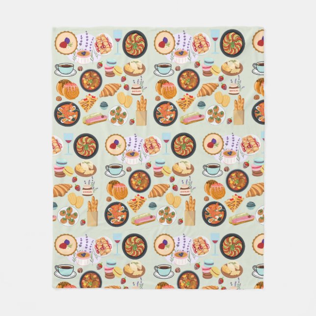 French Food Fleece Blanket (Front)