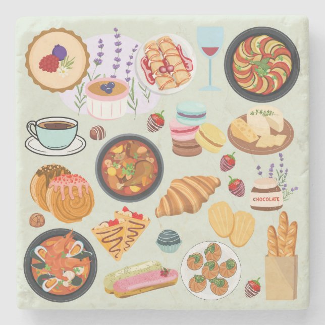 French Food Stone Coaster (Front)