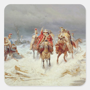 French Forces Crossing the River Berezina Square Sticker