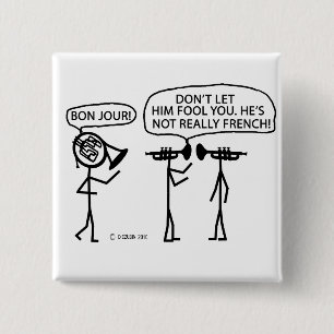 French French Horn 2 Inch Square Button
