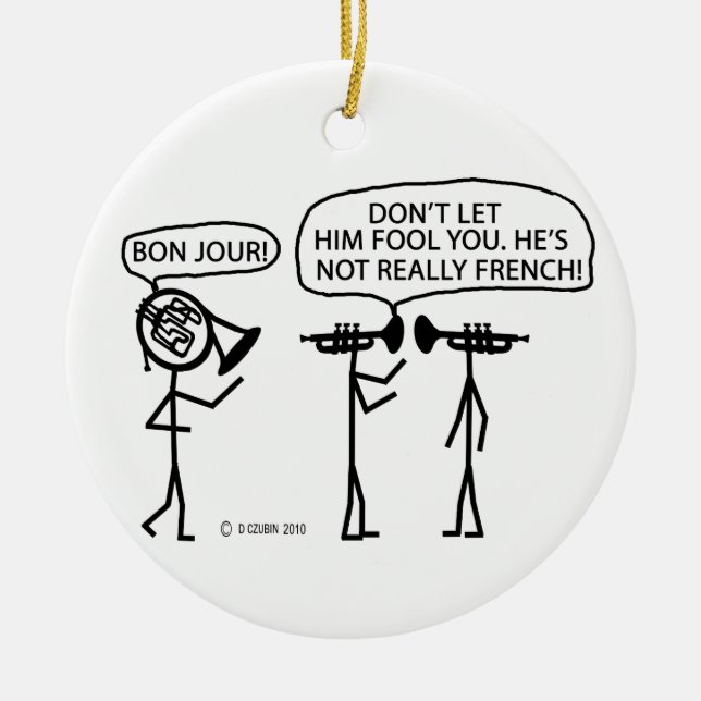 French French Horn Ceramic Ornament (Front)