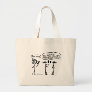 French French Horn Large Tote Bag