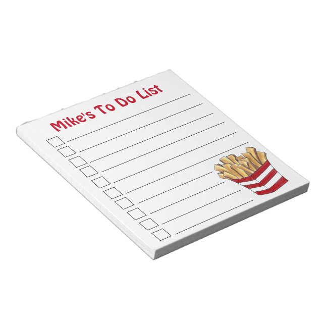 French Fried Potatoes Chips Fries Fry Fast Food Notepad (Angled)
