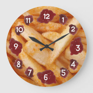 French Fries and Ketchup Large Clock