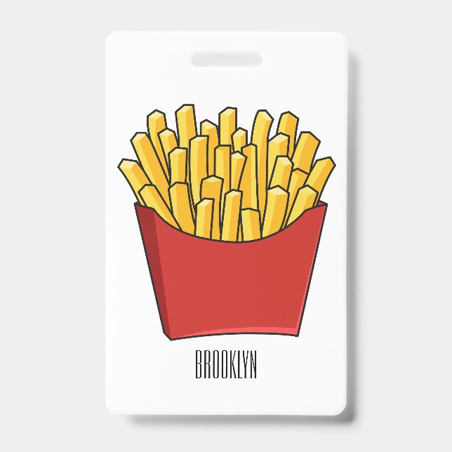 French fries cartoon illustration badge (Front)