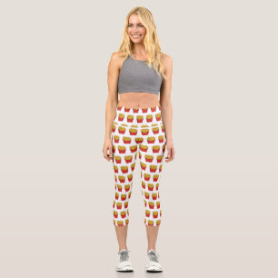 French fries cartoon illustration capri leggings