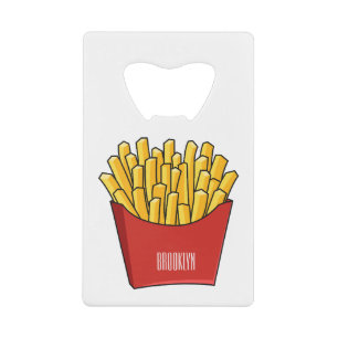 French fries cartoon illustration credit card bottle opener