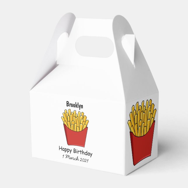 French fries cartoon illustration favor box (Front Side)