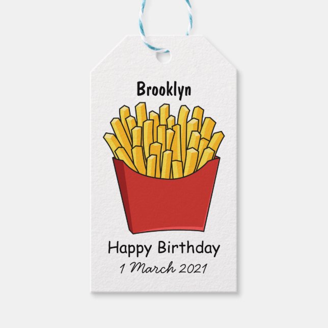 French fries cartoon illustration gift tags (Front)