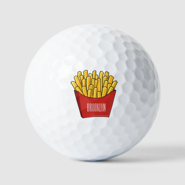 French fries cartoon illustration golf balls (Front)