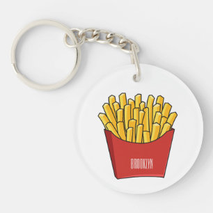 French fries cartoon illustration keychain