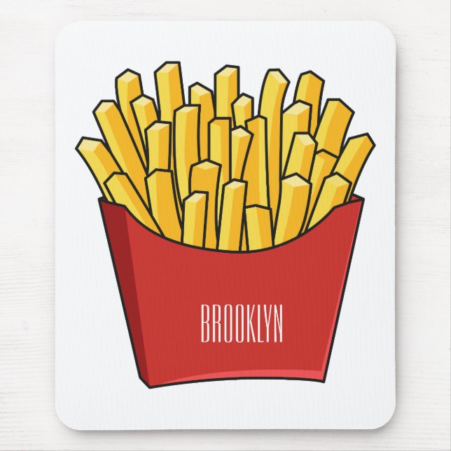 French fries cartoon illustration mouse pad (Front)