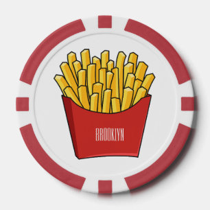 French fries cartoon illustration poker chips