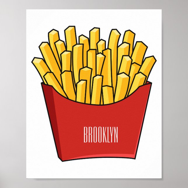 French fries cartoon illustration poster (Front)