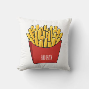 French fries cartoon illustration throw pillow
