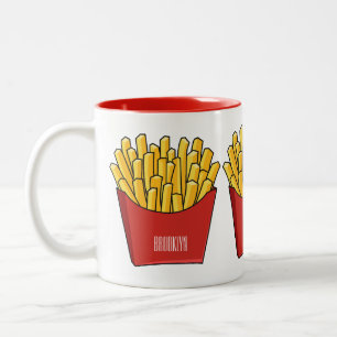 French fries cartoon illustration Two-Tone coffee mug