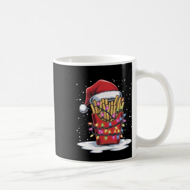 French Fries Christmas Tree Santa Hat Lights Xmas  Coffee Mug (Right)