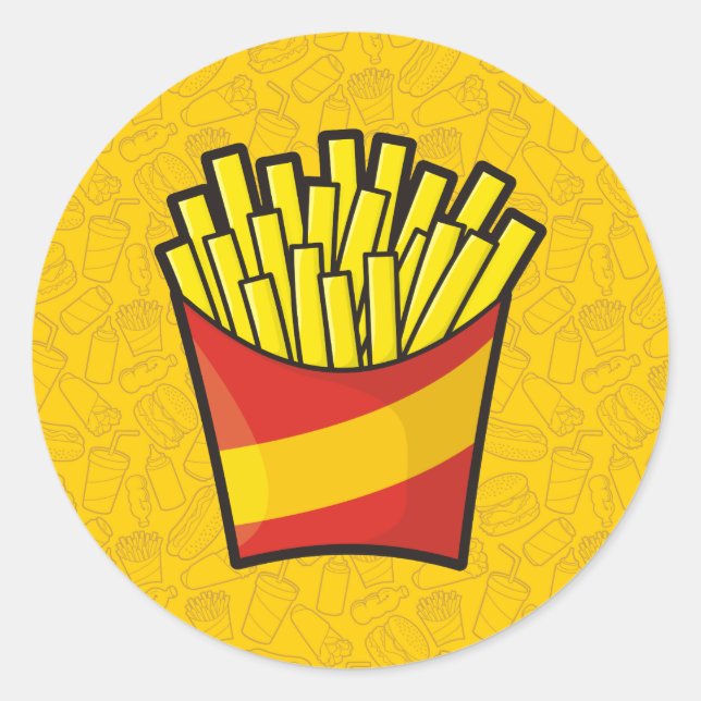 French Fries Classic Round Sticker (Front)