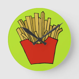 French fries design round clock