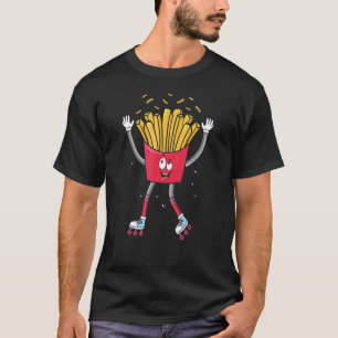 French Fries On Rollerskates Roller Blades Skater  T-Shirt