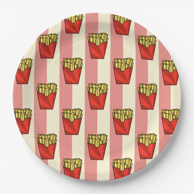 French Fries Pattern Paper Plate (Front)