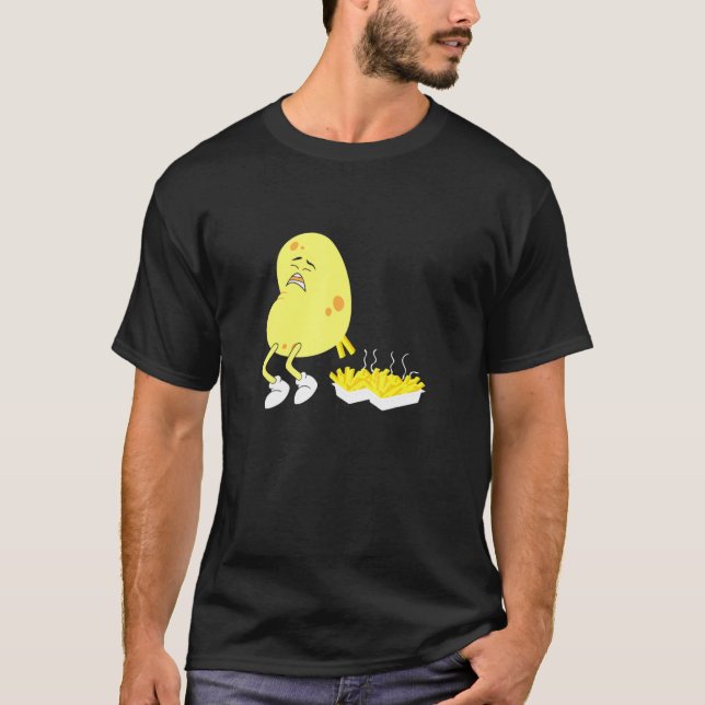 French Fries Potato Pooping Fries T-Shirt (Front)