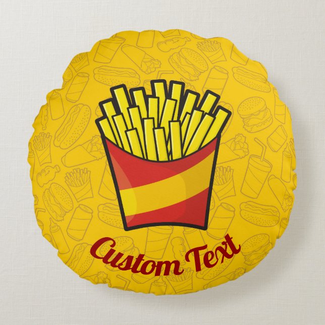French Fries Round Pillow (Front)