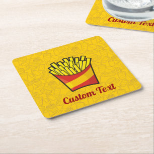 French Fries Square Paper Coaster