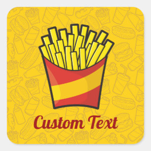 French Fries Square Sticker