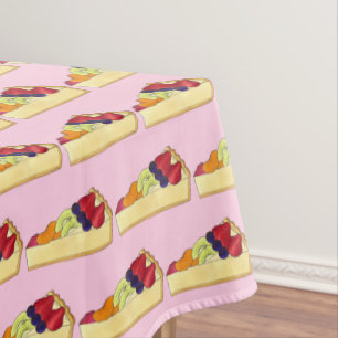 French Fruit Custard Tart Dessert Pie Slice Baking Tablecloth