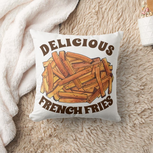 French Fry Steak Fries Fried Potatoes Junk Food Throw Pillow (Blanket)
