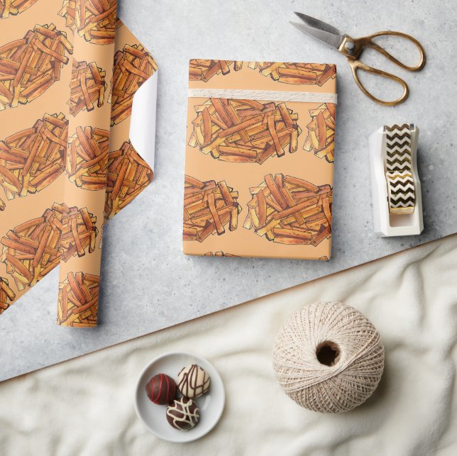 French Fry Steak Fries Fried Potatoes Junk Food Wrapping Paper (Crafts)