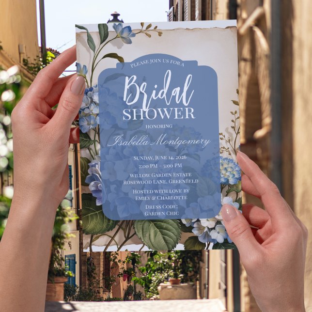 French Garden Blue Hydrangea Bridal Shower Invitation (French Garden Blue Hydrangea Bridal Shower Invitations
)