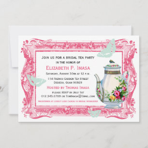 French Garden Bridal Tea Party Invitation