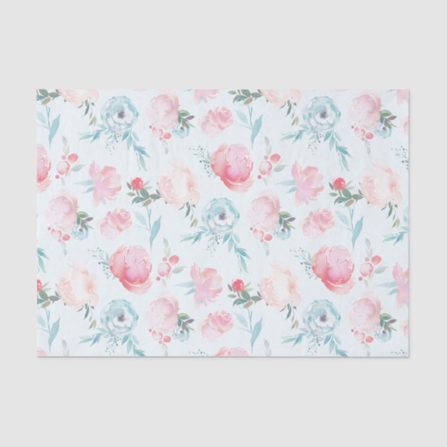 French Garden Floral Pink Peony Pattern Wedding Tissue Paper (Front)