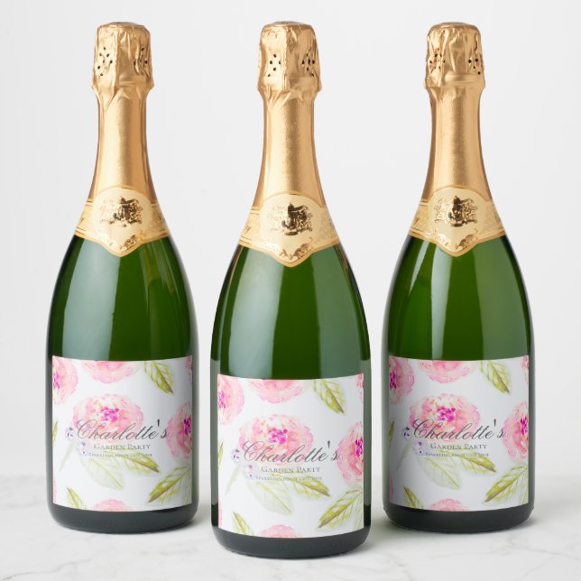 French Garden Party Bridal Shower Sparkling Wine Label