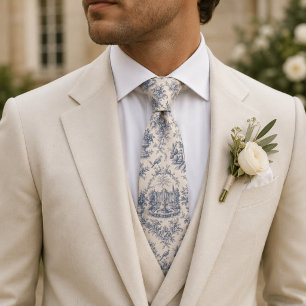 French Garden Toile Elegant Versailles Botanical Tie