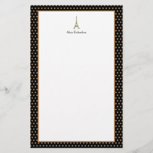 French Glam Black, Gold, and White Eiffel Tower Stationery