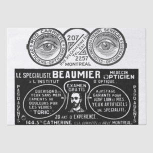 French Glasses Eye Doctor Vintage Ad Decoupage     Tissue Paper