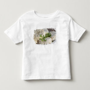 French goat cheese - chevre - with herbs on a toddler t-shirt