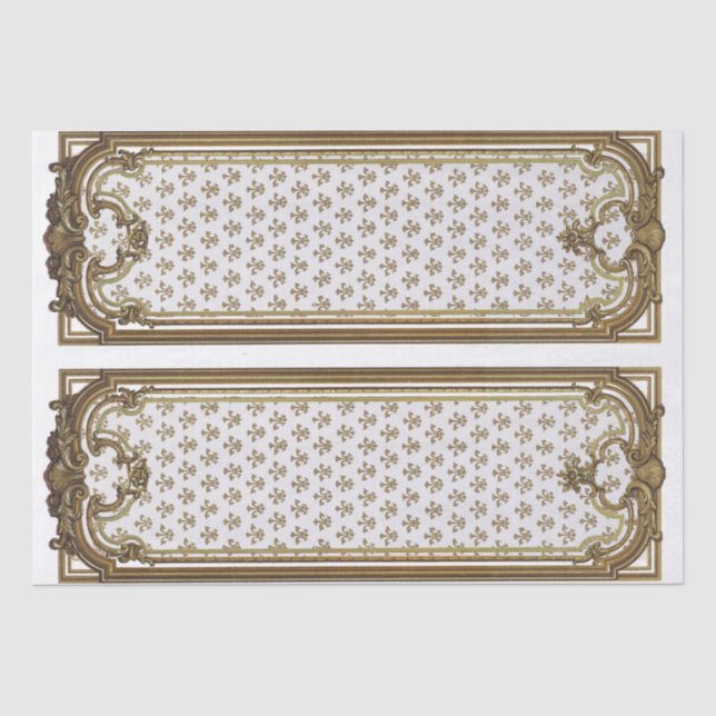 French Gold Frame Furniture Decoupage Fleur de Lis Tissue Paper (Front)
